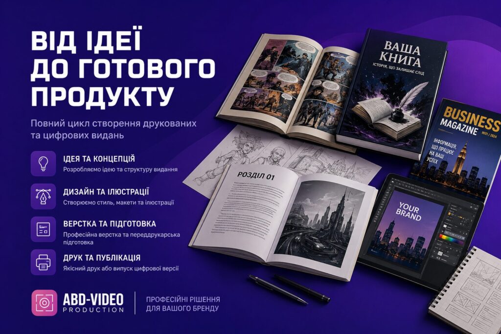 Процес створення книг, коміксів та журналів під ключ в Києві від ABD-video