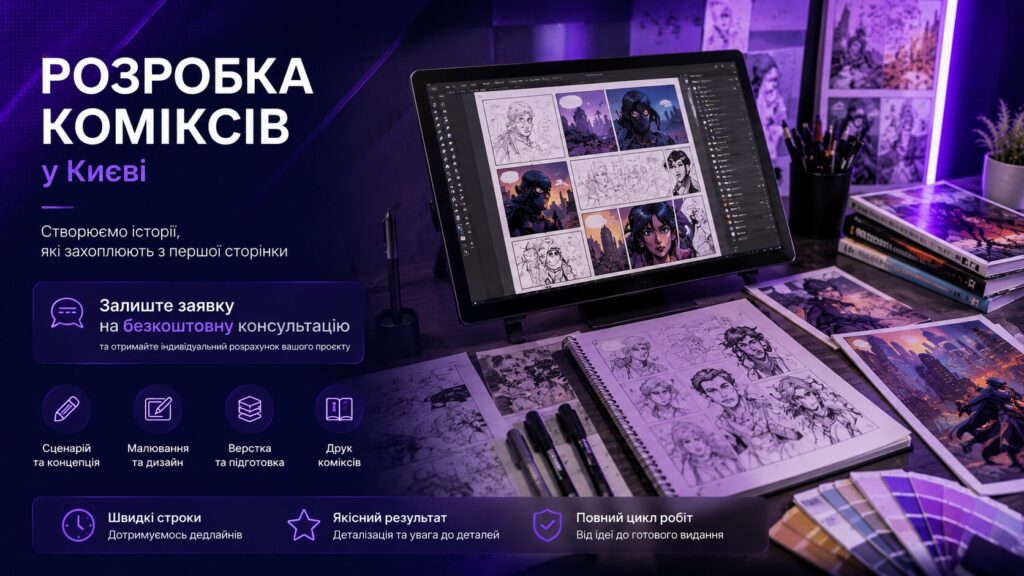 Розробка коміксів у Києві – створення коміксів під ключ та безкоштовна консультація