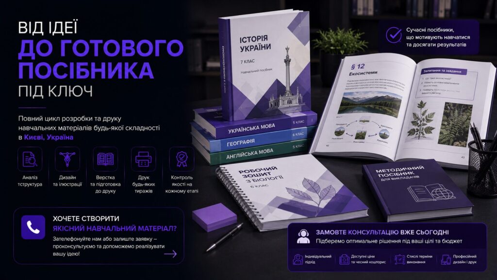 Створення навчальних посібників під ключ у Києві – підручники та методичні матеріали