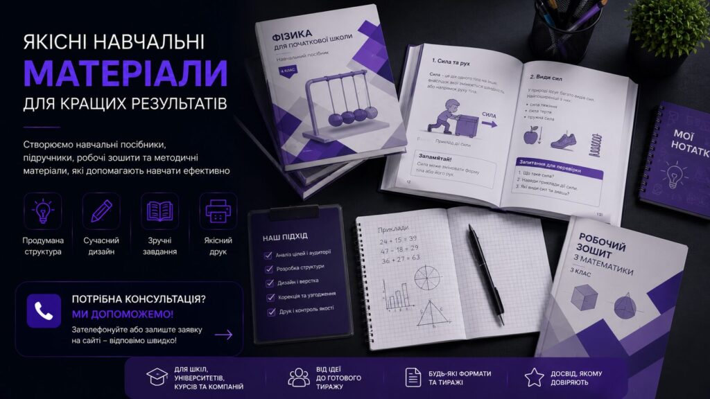 Якісні навчальні матеріали – розробка навчальних посібників у Києві для шкіл та курсів