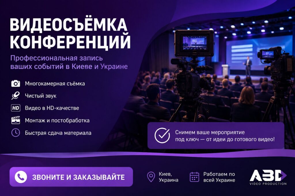 Видеосъёмка конференций в Киеве и Украине — многокамерная съёмка, профессиональный звук и монтаж