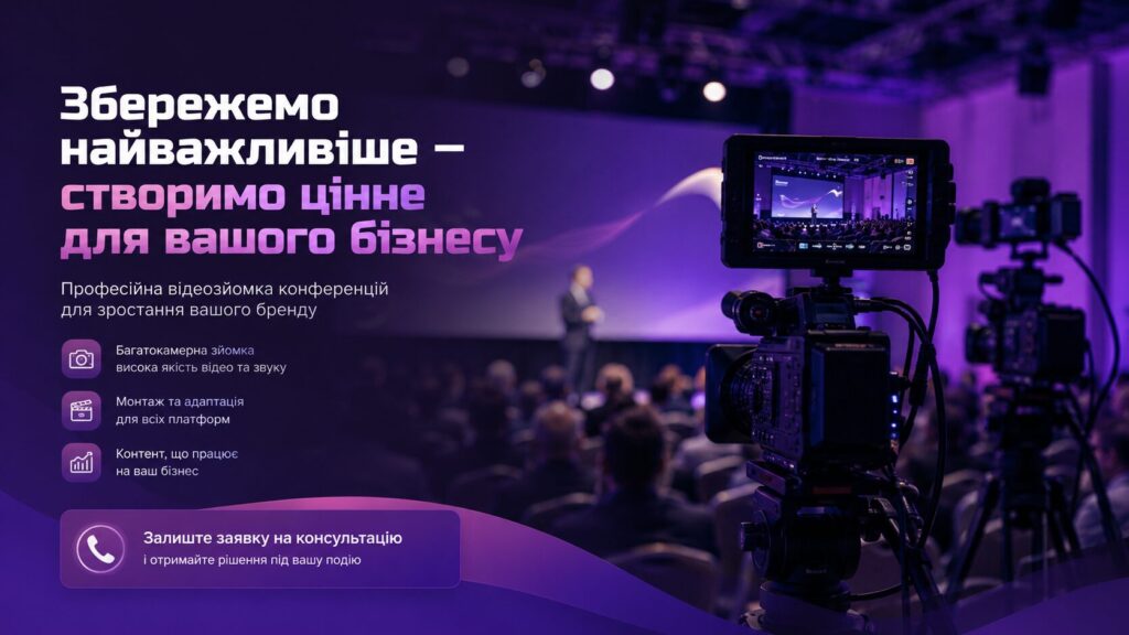 Відеозйомка конференцій у Києві — професійна багатокамерна зйомка заходу